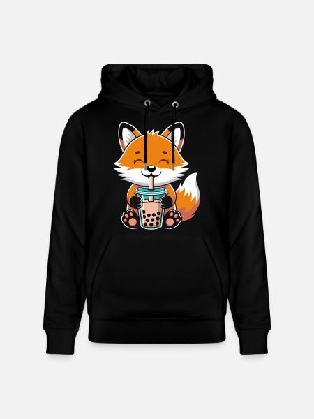 Kawaii Bubble Tee Fuchs Boba Tee - Stanley/Stella Unisex Bio-Hoodie CRUISER  - Schwarz