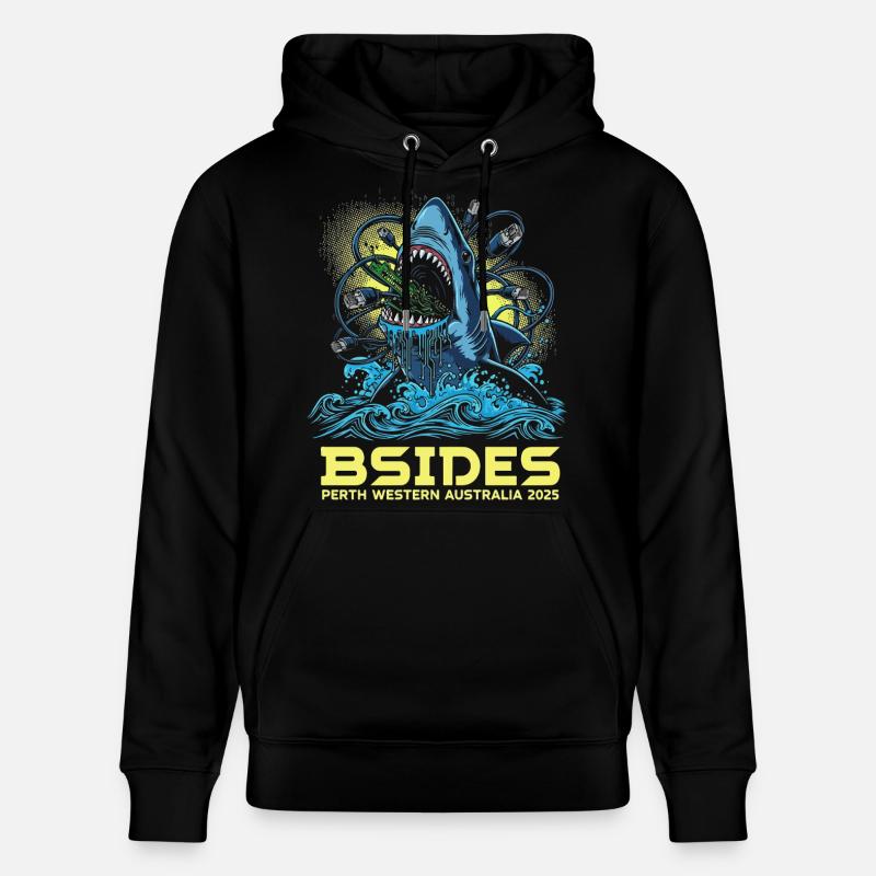 Shark Beat BSIDES Perth 2025 - Stanley/Stella Unisex Bio-Hoodie CRUISER  - Schwarz