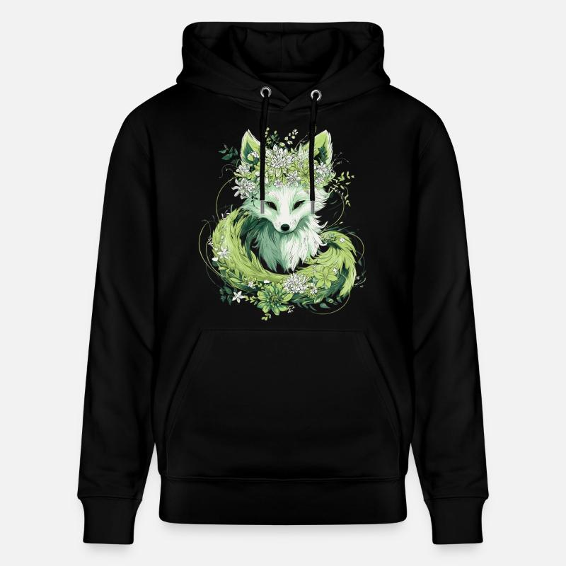 Kitsune renard boho fleurs naturelles - Sweat à capuche bio CRUISER Stanley/Stella Unisexe - noir