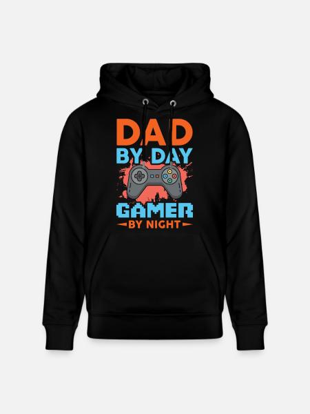 Father by day Gamer by night - Stanley/Stella CRUISER Unisex Organic Hoodie - black