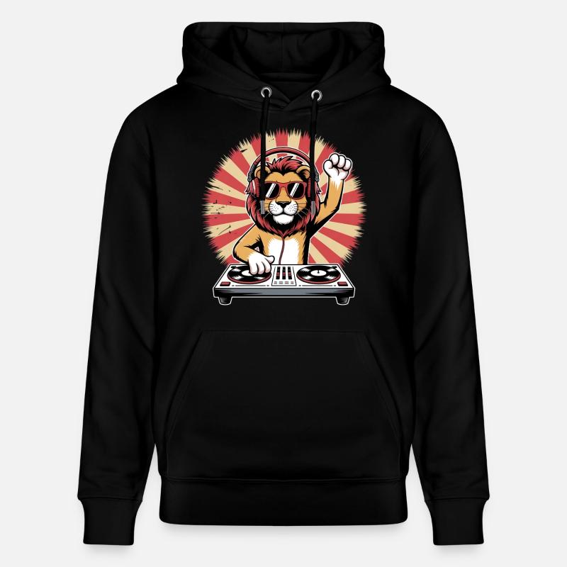 Lion DJ avec casque - Sweat à capuche bio CRUISER Stanley/Stella Unisexe - noir