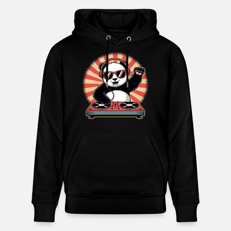 Panda DJ avec casque - Sweat à capuche bio CRUISER Stanley/Stella Unisexe - noir