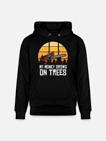 Money Grows on Trees – Chainsaw Joke - Stanley/Stella CRUISER Unisex Organic Hoodie - black