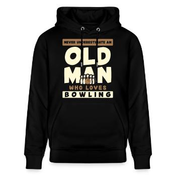 Alter Mann Liebt Bowling Spruch - Stanley/Stella Unisex Bio-Hoodie CRUISER  - Schwarz - Vorne - Alina (178cm) & Michal (187cm)
