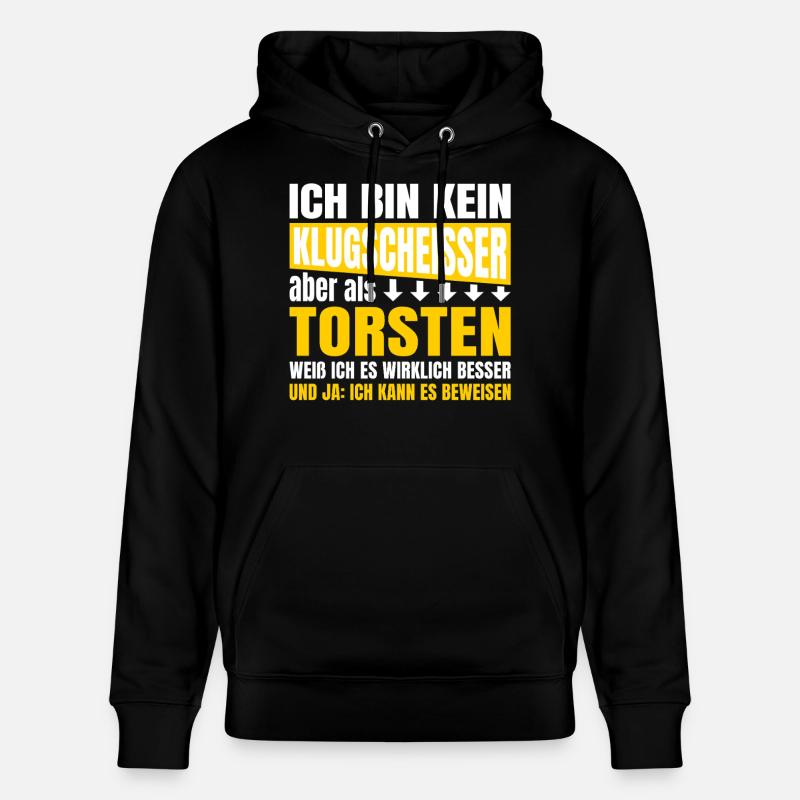 Ich bin kein Klugscheisser Torsten - Stanley/Stella Unisex Bio-Hoodie CRUISER  - Schwarz