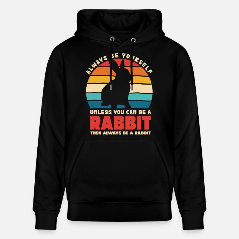Retro Hasen Spruch Sei Du Selbst - Stanley/Stella Unisex Bio-Hoodie CRUISER - Schwarz