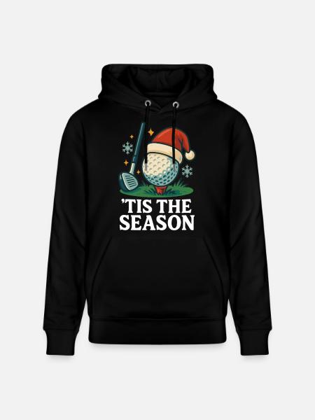Tis The Season Golfing Holiday Fun - Stanley/Stella CRUISER Unisex Organic Hoodie - black