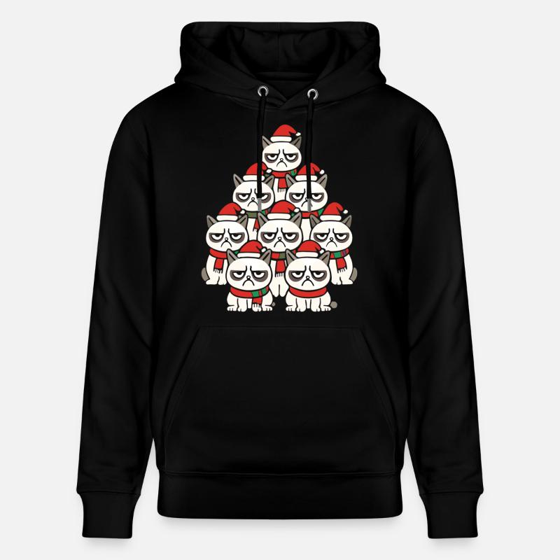  Grumpy Christmas Cats – Lustiges Katzen - Stanley/Stella Unisex Bio-Hoodie CRUISER  - Schwarz