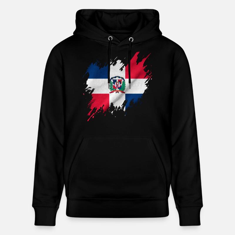Drapeau dominicain, style déchiré - Sweat à capuche bio CRUISER Stanley/Stella Unisexe - noir