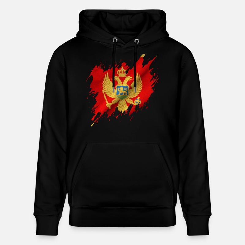 Drapeau du Monténégro, style déchiré - Sweat à capuche bio CRUISER Stanley/Stella Unisexe - noir
