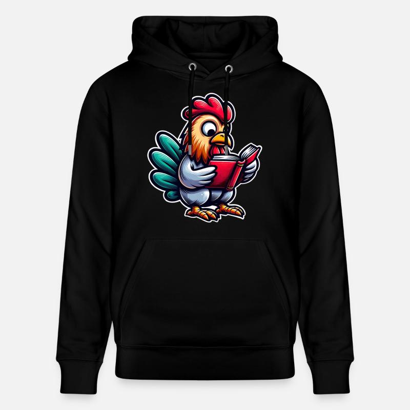 Lesender Hahn im Comicstil - Stanley/Stella Unisex Bio-Hoodie CRUISER - Schwarz