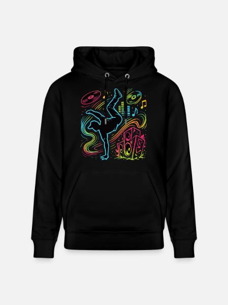 Breakdance Neon Style – Music & Street Art - Stanley/Stella CRUISER Unisex Organic Hoodie - black