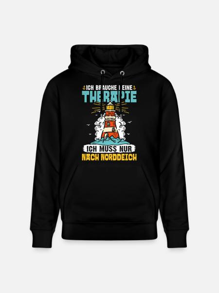 Nordsee Urlaub BRAUCH KEINE THERAPIE MUSS NACH - Stanley/Stella Unisex Bio-Hoodie CRUISER  - Schwarz