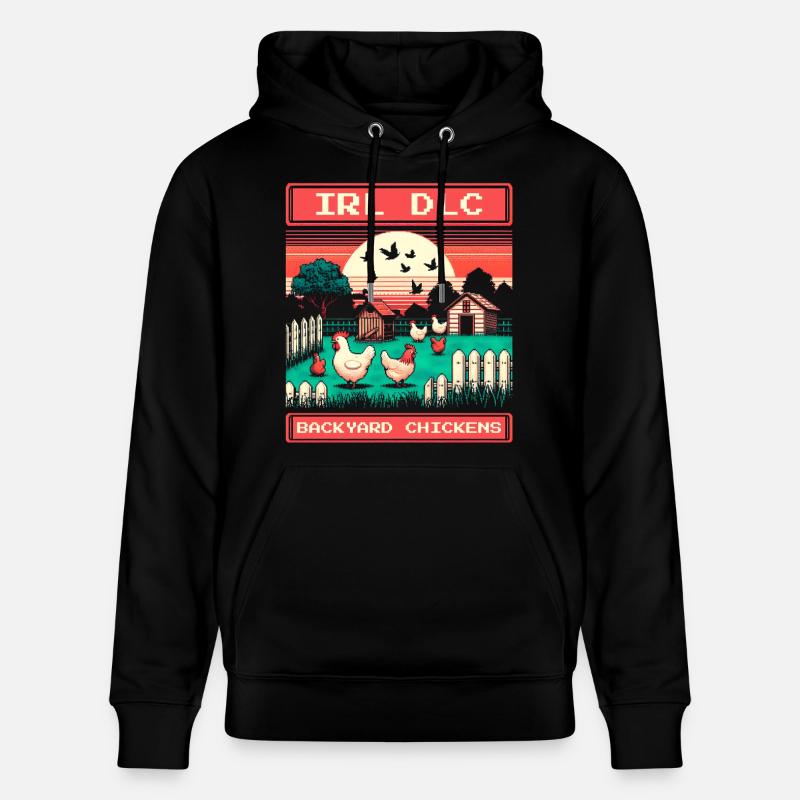 DLC IRL | Poules dans le jardin - Sweat à capuche bio CRUISER Stanley/Stella Unisexe - noir