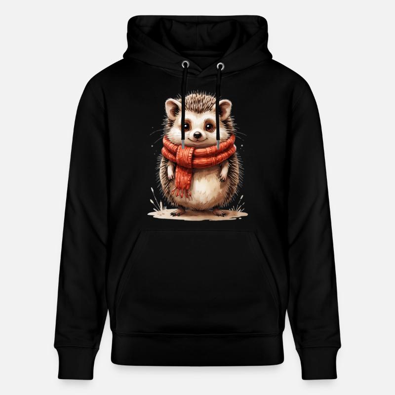 Hérisson d’hiver avec écharpe rouge - Sweat à capuche bio CRUISER Stanley/Stella Unisexe - noir