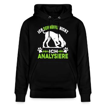 Ich schnüffle nicht - ich analysiere - Stanley/Stella Unisex Bio-Hoodie CRUISER  - Schwarz - Vorne - Alina (178cm) & Michal (187cm)