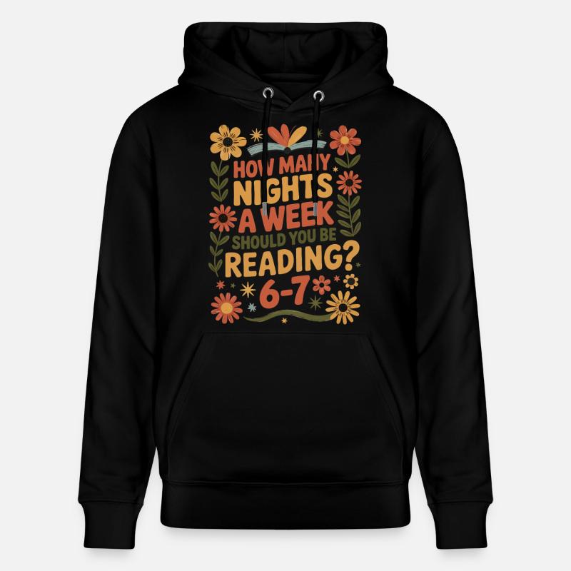 Lese-Motivation 6-7 Nächte Retro Blumen - Stanley/Stella Unisex Bio-Hoodie CRUISER  - Schwarz