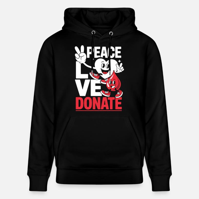 Peace Love Donate Blutspender Blutspende - Stanley/Stella Unisex Bio-Hoodie CRUISER  - Schwarz