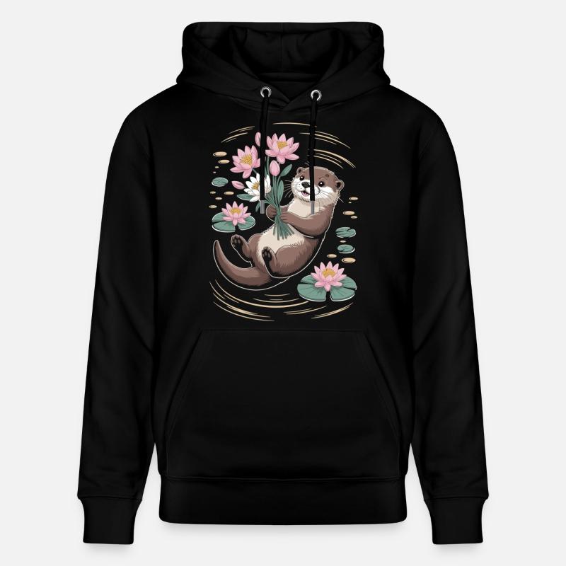 T-shirt Otter avec des fleurs - Sweat à capuche bio CRUISER Stanley/Stella Unisexe - noir