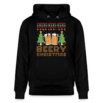 Beery Weihnachtspullover Hässliches Weihnachtsbier Frohe Weihnachten - Stanley/Stella Unisex Bio-Hoodie CRUISER  - Schwarz - Vorne - Alina (178cm) & Michal (187cm)