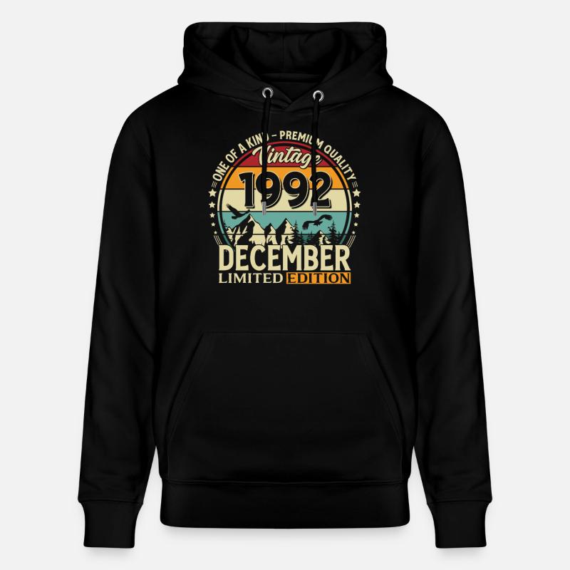 33e anniversaire Millésime décembre Millésime 1992 - Sweat à capuche bio CRUISER Stanley/Stella Unisexe - noir