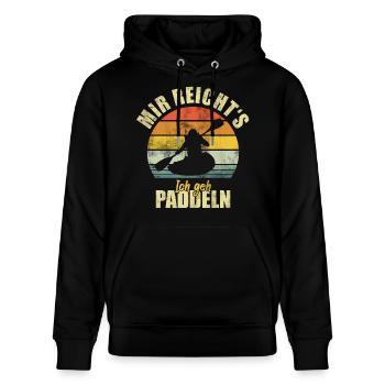 Kajak Kanu Paddeln Lustiger Spruch - Stanley/Stella Unisex Bio-Hoodie CRUISER  - Schwarz - Vorne - Alina (178cm) & Michal (187cm)
