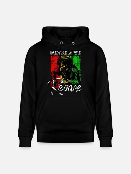 Frieden Liebe Reggae Rastafari Gitarre - Stanley/Stella Unisex Bio-Hoodie CRUISER  - Schwarz