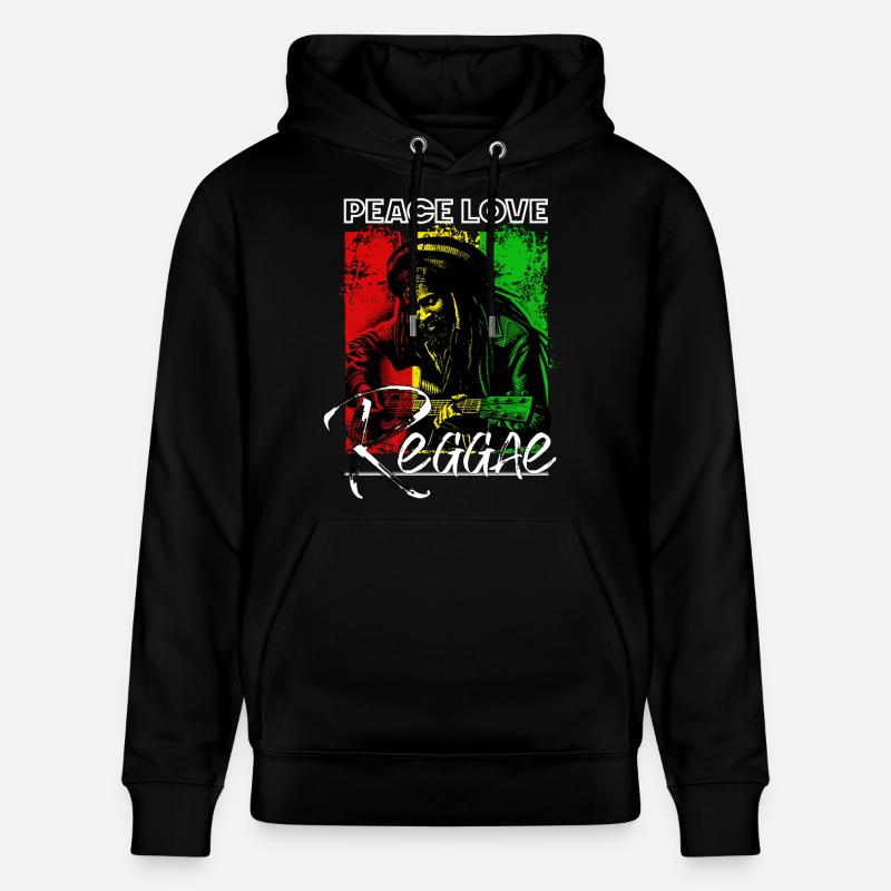 Peace Love Reggae Rastafari Guitare - Sweat à capuche bio CRUISER Stanley/Stella Unisexe - noir