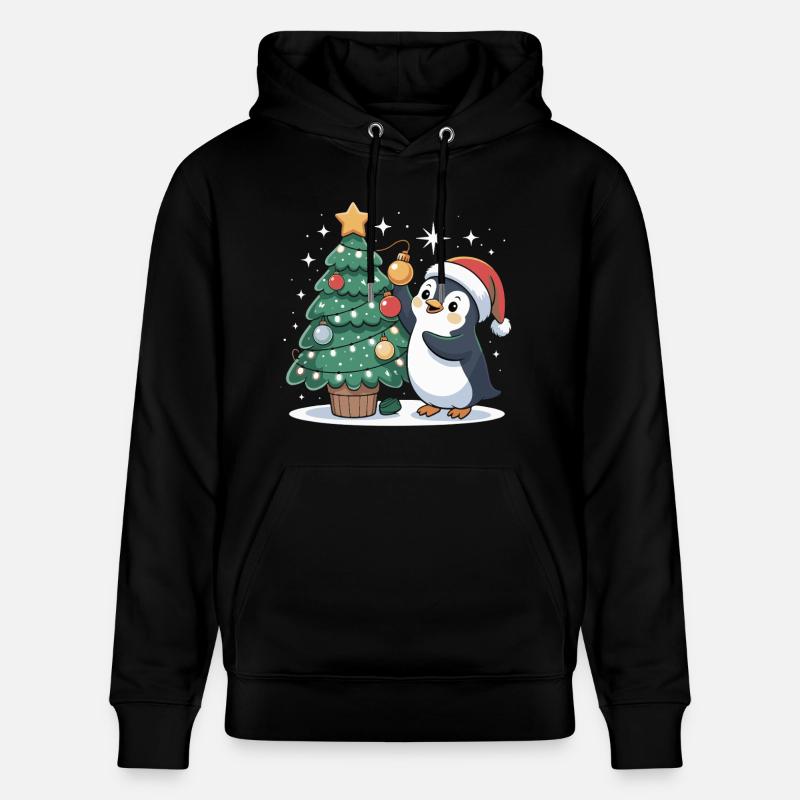 Pinguin schmückt Weihnachtsbaum - Stanley/Stella Unisex Bio-Hoodie CRUISER  - Schwarz