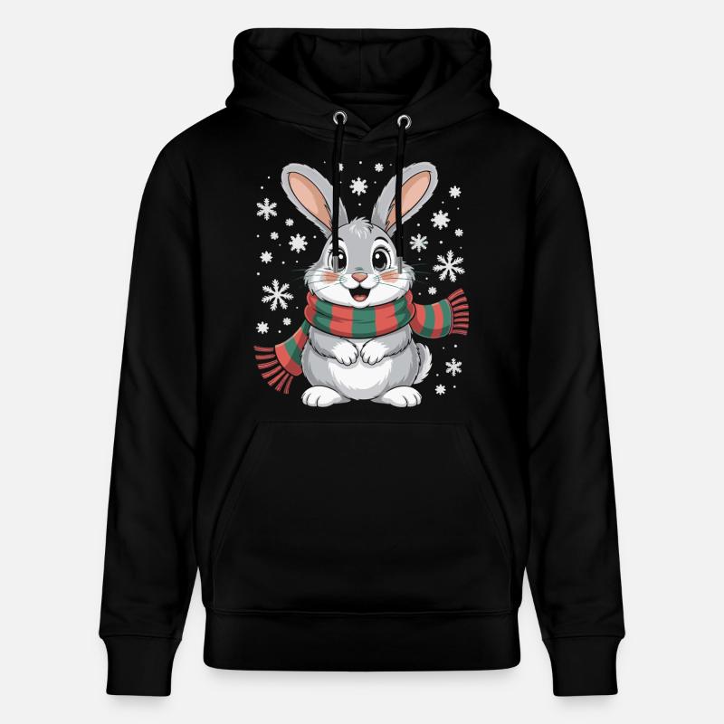 Lapin d’hiver avec écharpe - Sweat à capuche bio CRUISER Stanley/Stella Unisexe - noir