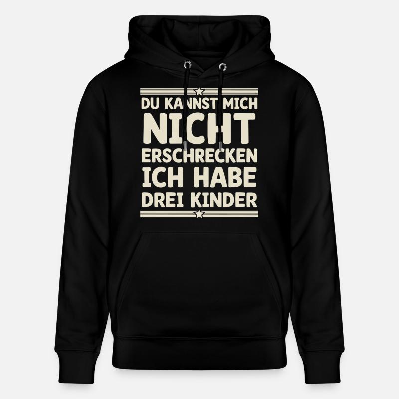 3 Kinder Mama Mutter Papa Vater - Stanley/Stella Unisex Bio-Hoodie CRUISER  - Schwarz
