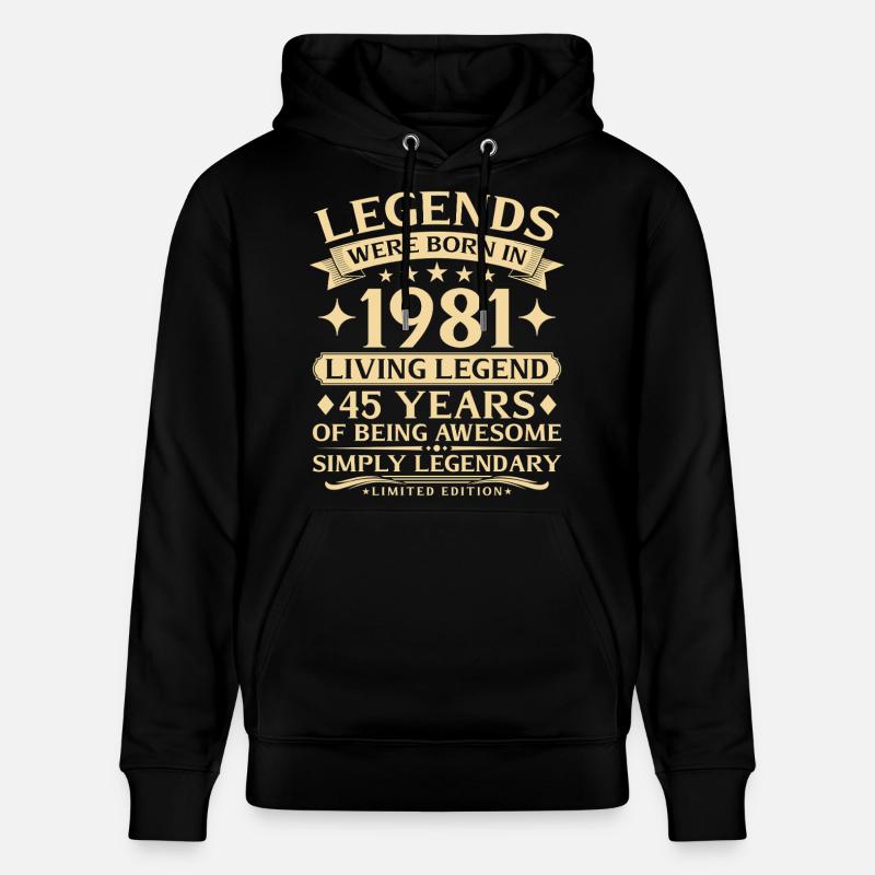 Millésime 1981 Née 45e anniversaire - Sweat à capuche bio CRUISER Stanley/Stella Unisexe - noir
