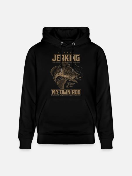 Always Jerking My Rod Funny Fishing - Stanley/Stella CRUISER Unisex Organic Hoodie - black