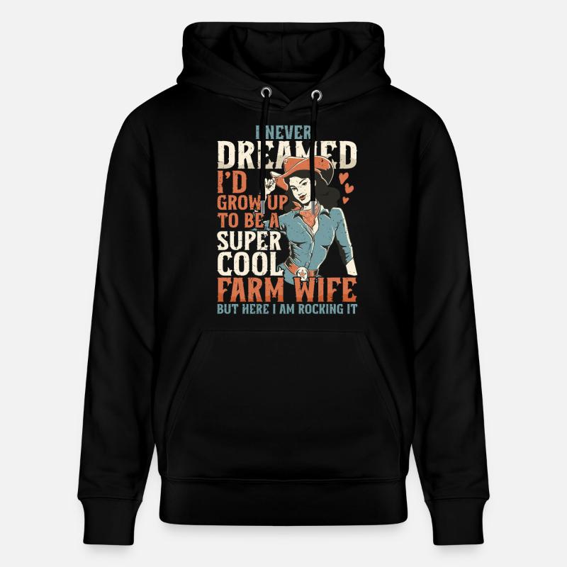 Ehefrau eines Bauern Mutter - Stanley/Stella Unisex Bio-Hoodie CRUISER  - Schwarz
