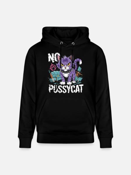 Rebellious Cat No Pussycat Design - Stanley/Stella CRUISER Unisex Organic Hoodie - black