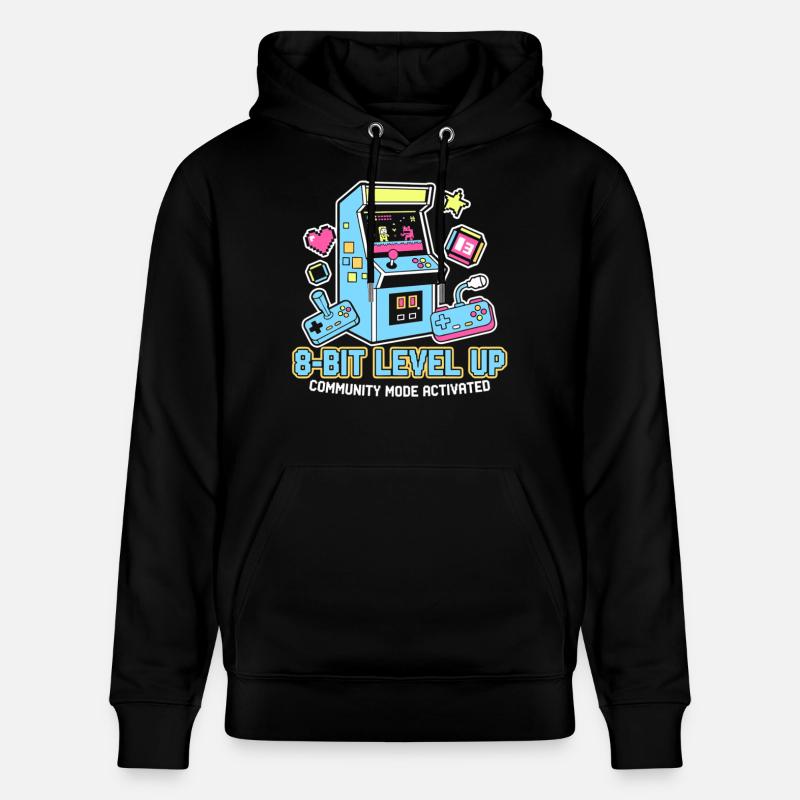 8-Bit LEVEL Arcade Retro Gaming Community - Stanley/Stella Unisex Bio-Hoodie CRUISER  - Schwarz