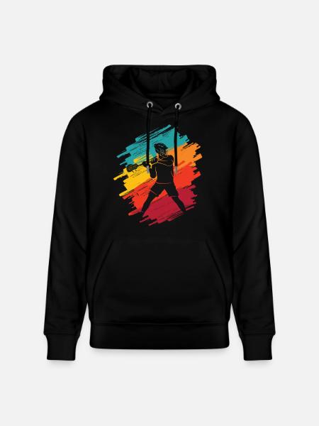 Lacrosse Player Retro Kids Men's Lacrosse - Stanley/Stella CRUISER Unisex Organic Hoodie - black