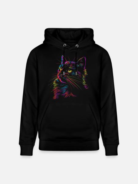 Bunte Katzenkunst im Skizzenstil - Stanley/Stella Unisex Bio-Hoodie CRUISER - Schwarz