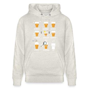 Bier Geschenk Halb Voll Zitat Sarkasmus Nerd Humor - Stanley/Stella Unisex Bio-Hoodie CRUISER  - Beige meliert - Vorne - Alina (178cm) & Michal (187cm)