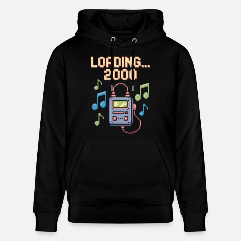 Retro Pixel Design – Loading 2000 - Stanley/Stella Unisex Bio-Hoodie CRUISER  - Schwarz