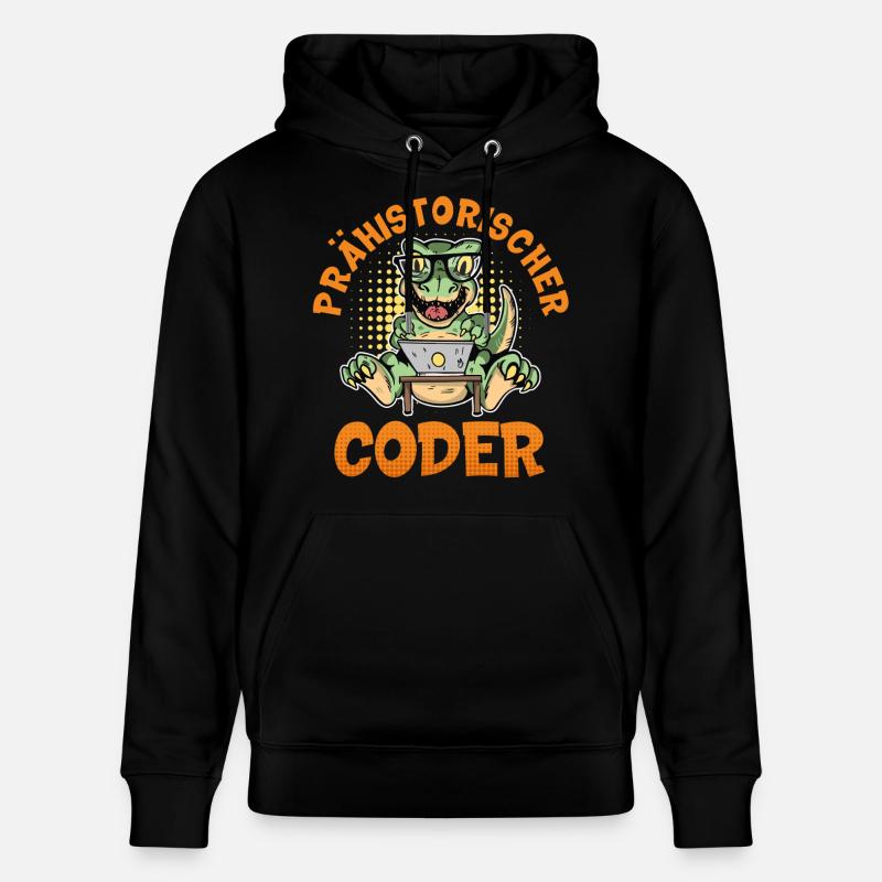 Coding PRÄHISTORISCHER CODER Lustiges - Stanley/Stella Unisex Bio-Hoodie CRUISER  - Schwarz