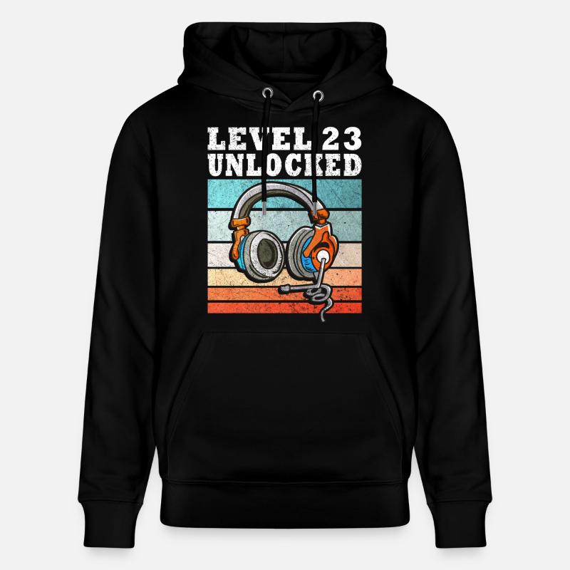Level 23 Unlocked mit Kopfhörern - Stanley/Stella Unisex Bio-Hoodie CRUISER - Schwarz
