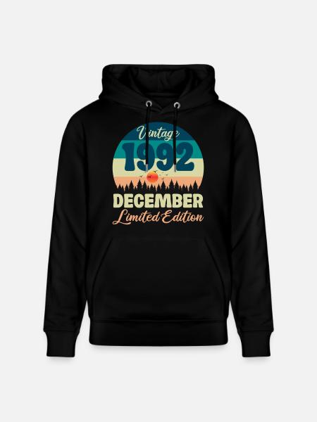 Birthday December 1992 Birthday Gift - Stanley/Stella CRUISER Unisex Organic Hoodie - black