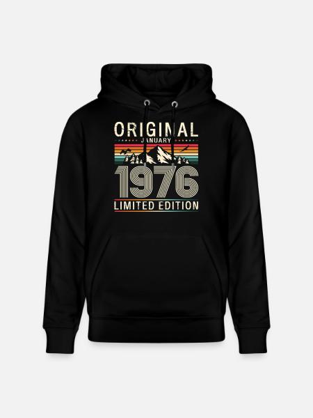 50th Birthday Original January 1976 - Stanley/Stella CRUISER Unisex Organic Hoodie - black