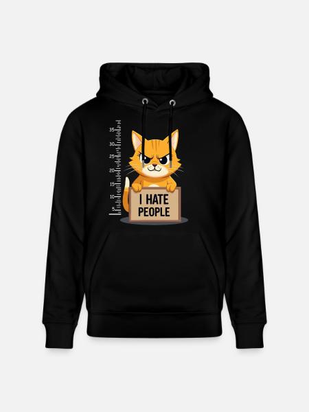 Griesgrämige Katze I Hate People Polizeifoto - Stanley/Stella CRUISER Unisex Organic Hoodie - black
