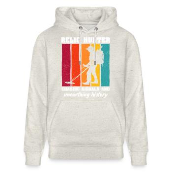 Recherche de reliques au détecteur de métaux - Sweat à capuche bio CRUISER Stanley/Stella Unisexe - beige chiné - Devant - Alina (178cm) & Michal (187cm)