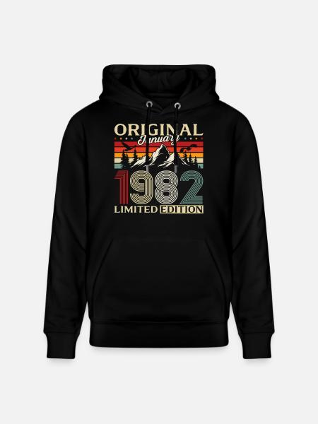 44th Birthday Original January 1982 - Stanley/Stella CRUISER Unisex Organic Hoodie - black