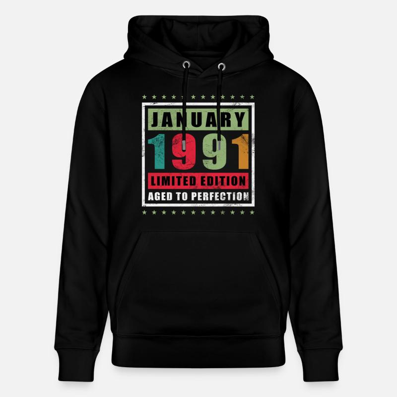 35e anniversaire Millésime de janvier 1991 - Sweat à capuche bio CRUISER Stanley/Stella Unisexe - noir