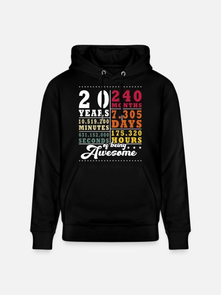 20th Birthday - Wedding Anniversary, Anniversary - Stanley/Stella CRUISER Unisex Organic Hoodie - black