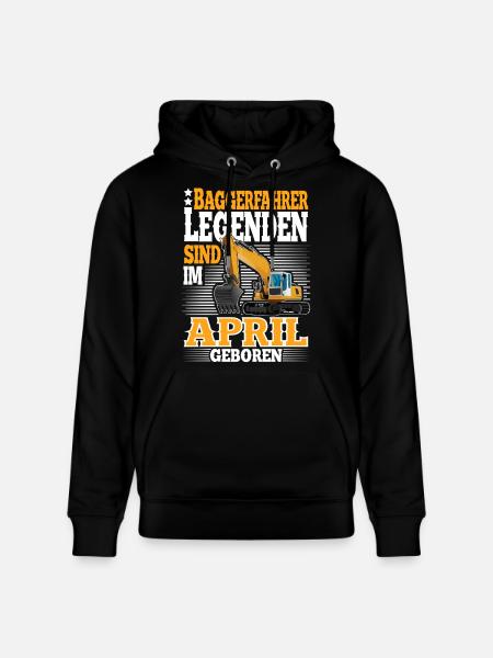 Excavator Driver Birthday April - Stanley/Stella CRUISER Unisex Organic Hoodie - black